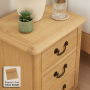 French Chateau Oak 3 Drawer Bedside Table