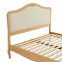 French Chateau Oak 6ft Super King Size Bed with Natural Linen Fabric