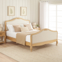 French Chateau Oak 4ft 6in Double Bed with Natural Linen Fabric