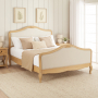 French Chateau Oak 6ft Super King Size Bed with Natural Linen Fabric