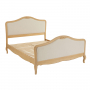French Chateau Oak 4ft 6in Double Bed with Natural Linen Fabric