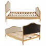 French Chateau Oak 4ft 6in Double Bed with Natural Linen Fabric