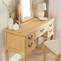French Chateau Oak Dressing Table Set with Mirror and Chair