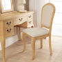 French Chateau Oak Dressing Table Set with Mirror and Chair