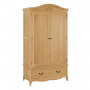 French Chateau Oak 2 Door Double Wardrobe with Drawer