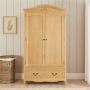 French Chateau Oak 2 Door Double Wardrobe with Drawer