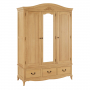 French Chateau Oak Triple 3 Door Wardrobe with 3 Drawers