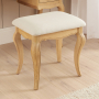 French Chateau Oak Dressing Tabe Stool with Natural Linen Fabric Seat