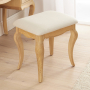 French Chateau Oak Dressing Tabe Stool with Natural Linen Fabric Seat