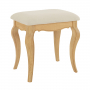 French Chateau Oak Dressing Tabe Stool with Natural Linen Fabric Seat