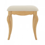 French Chateau Oak Dressing Tabe Stool with Natural Linen Fabric Seat