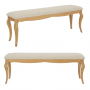French Chateau Oak Large Bench with Natural Linen Fabric Seat