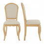 French Chateau Oak Dining Chair with Natural Linen Fabric Seat