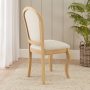 French Chateau Oak Dining Chair with Natural Linen Fabric Seat