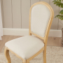 French Chateau Oak Dining Chair with Natural Linen Fabric Seat