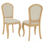 French Chateau Oak Dining Chair with Natural Linen Fabric Seat
