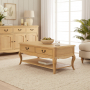 French Chateau Oak 2 Drawer Coffee Table with Shelf