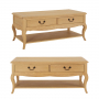 French Chateau Oak 2 Drawer Coffee Table with Shelf