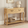 French Chateau Oak 2 Drawer Console Table