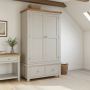 Cheshire Dove Grey Painted Double 2 Door Wardrobe with 2 Drawers