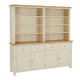 Marbury Cream Painted Extra Large 4 Door Sideboard with Grand Bookcase Dresser Top