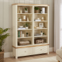 Marbury Cream Painted Extra Large Grand Double Library Bookcase with 2 Drawers