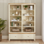 Marbury Cream Painted Extra Large Grand Double Library Bookcase with 2 Drawers