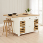 Cheshire White Painted Large Kitchen Island with Bar Table Top (4 Seater)