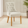 Luxury Natural Linen Fabric Scoop Back Dining Chair – Natural Oak Legs