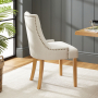 Luxury Natural Linen Fabric Scoop Back Dining Chair – Natural Oak Legs