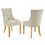 Luxury Natural Linen Fabric Scoop Back Dining Chair – Natural Oak Legs
