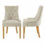 Luxury Natural Linen Fabric Scoop Back Dining Chair – Natural Oak Legs