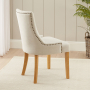 Luxury Natural Linen Fabric Scoop Back Dining Chair – Natural Oak Legs