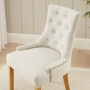 Luxury Natural Linen Fabric Scoop Back Dining Chair – Natural Oak Legs