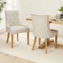 Luxury Natural Linen Fabric Scoop Back Dining Chair – Natural Oak Legs