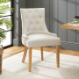 Luxury Natural Linen Fabric Scoop Back Dining Chair – Natural Oak Legs