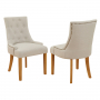 Luxury Natural Linen Fabric Scoop Back Dining Chair – Natural Oak Legs