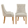 Luxury Natural Linen Fabric Scoop Back Dining Chair – Natural Oak Legs