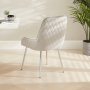 Geo Glass Dining Table with Chrome Legs and 6 Savoy Grey Velvet Chairs