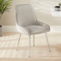 Geo Glass Dining Table with Chrome Legs and 6 Savoy Grey Velvet Chairs