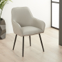 Savoy Light Grey Faux Leather Carver Dining Chair with Black Legs