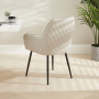 Savoy Light Grey Faux Leather Carver Dining Chair with Black Legs