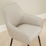 Savoy Light Grey Faux Leather Carver Dining Chair with Black Legs
