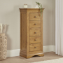 French Louis Oak 5 Drawer Tallboy Wellington Chest of Drawers