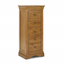 French Louis Oak 5 Drawer Tallboy Wellington Chest of Drawers