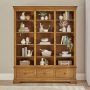 French Louis Oak Extra Large Grand Library Bookcase with 3 Drawers
