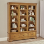 French Louis Oak Extra Large Grand Library Bookcase with 3 Drawers