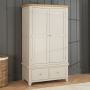 Cheshire Dove Grey Painted Double 2 Door Wardrobe with 2 Drawers