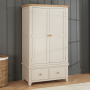 Cheshire Dove Grey Painted Double 2 Door Wardrobe with 2 Drawers
