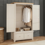Cheshire Dove Grey Painted Double 2 Door Wardrobe with 2 Drawers